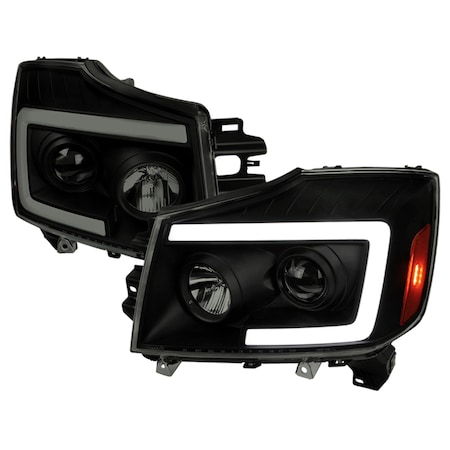 Spec-D Tuning Nissan Titan 2004-2007 Armada Projector Headlights 2004-2015 2LHP-TIT04SM-SQ-RS